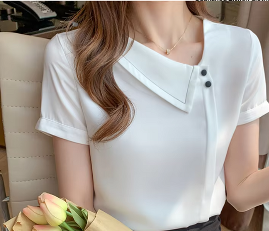 Blouses Top Femme Short Sleeve White Blouse Tops Women Blusas Mujer De Moda 2023 Verano Chiffon Blouse Shirt